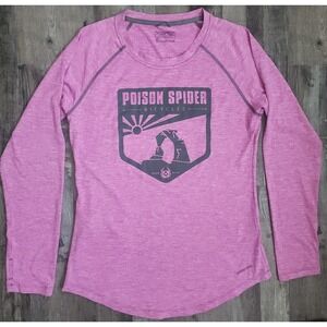 Patagonia Shirt Womens Medium Pink Poison Spider Bicycles Long Sleeve Active Top
